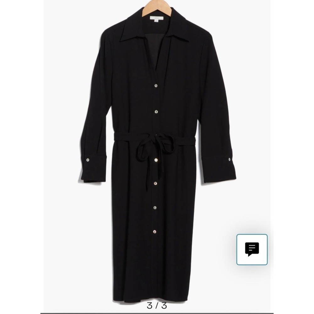 NWT Vince Women's Black Tie Back Button Down‎ Shirt Dress - Size M - Color Black